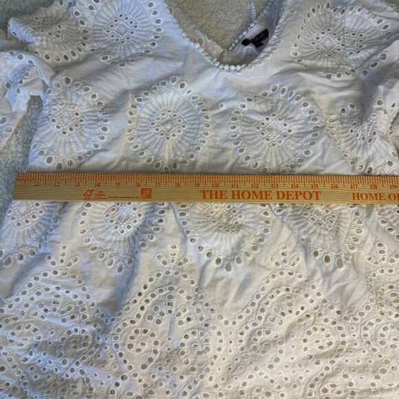 Charlie B Eyelet Peplum Top Women's‎ XL White Babydoll Peasant Cotton lace Boho - Picture 6 of 12